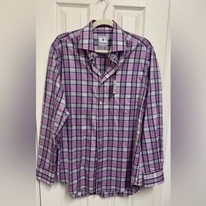 David Donahue Purple Plaid Dress Shirt